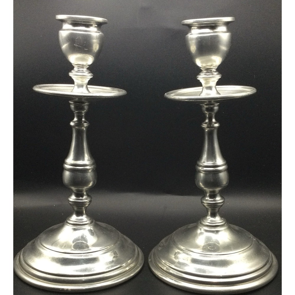 Vintage Shirley metal Candlestick Pair Hand Made USA Height 8"